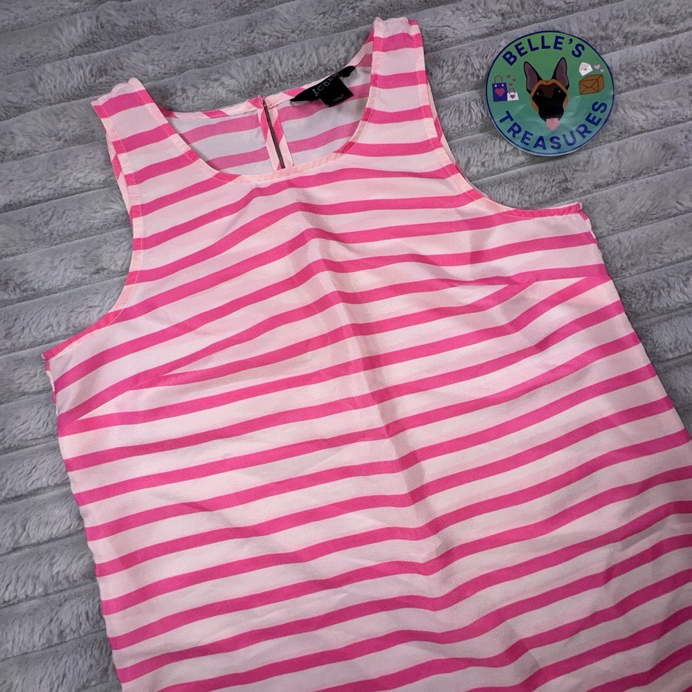 J.Crew Women's Sz 0 Sleeveless Lightweight Summer‎ Top Pink Striped Keyhole Back